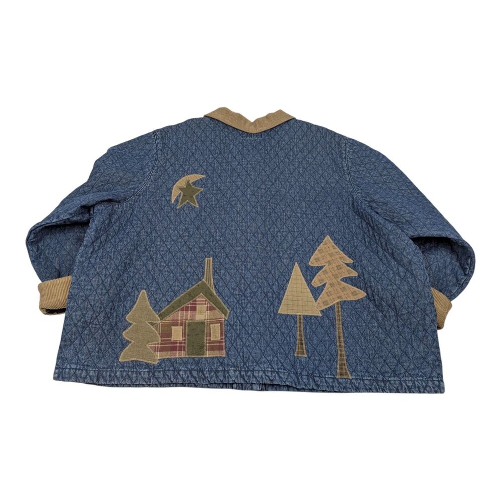 HAIKS Quilted Denim Embellished Cabin Core Bear Chore Barn Jacket 3X